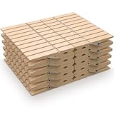 PORTENTUM Wäscheklammern aus Holz, 100 Stück, Natur - Robust mit Starkem...